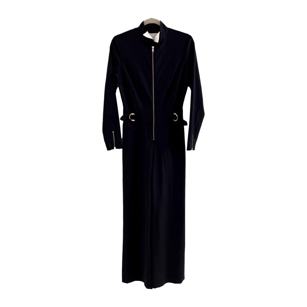 Carolina Ritzler Paris Tina Navy Blue Zip Front Jumpsuit French SZ 36 US 4 NWOT - Picture 1 of 12